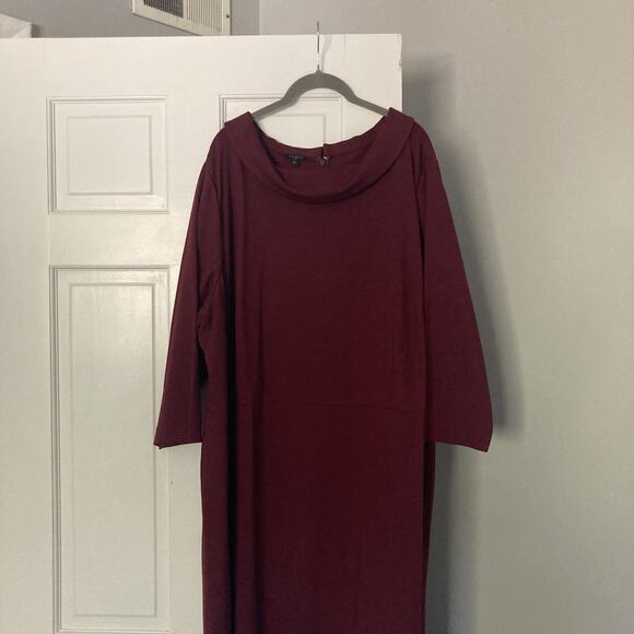 NWT Talbots Audrey Ponte Knit Burgundy Dress Stretch Plus size 24W - Picture 14 of 15